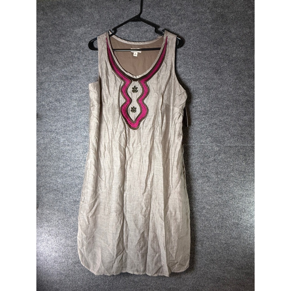 Merona Womens Size 16 Gray Embroidered Bib Sleeveless Shift Dress NWT Boho